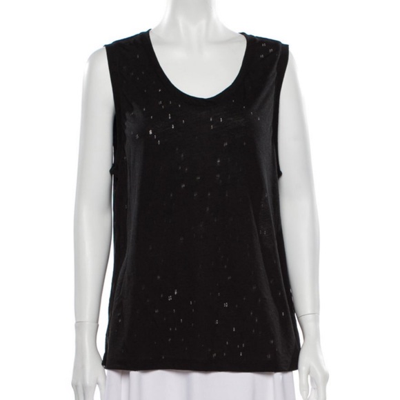 T BY ALEXANDER WANG SCOOP NECK DISTRESSED TANK TOP - Picture 3 of 5